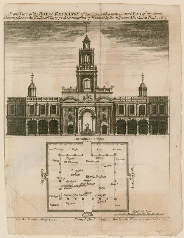 A Front View of the Royal Exchange of London with a New and Exact Plan of the Same by English School