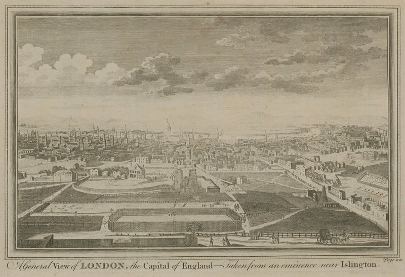 A general view of London, the capital of England, taken from an eminence near Islington by English School