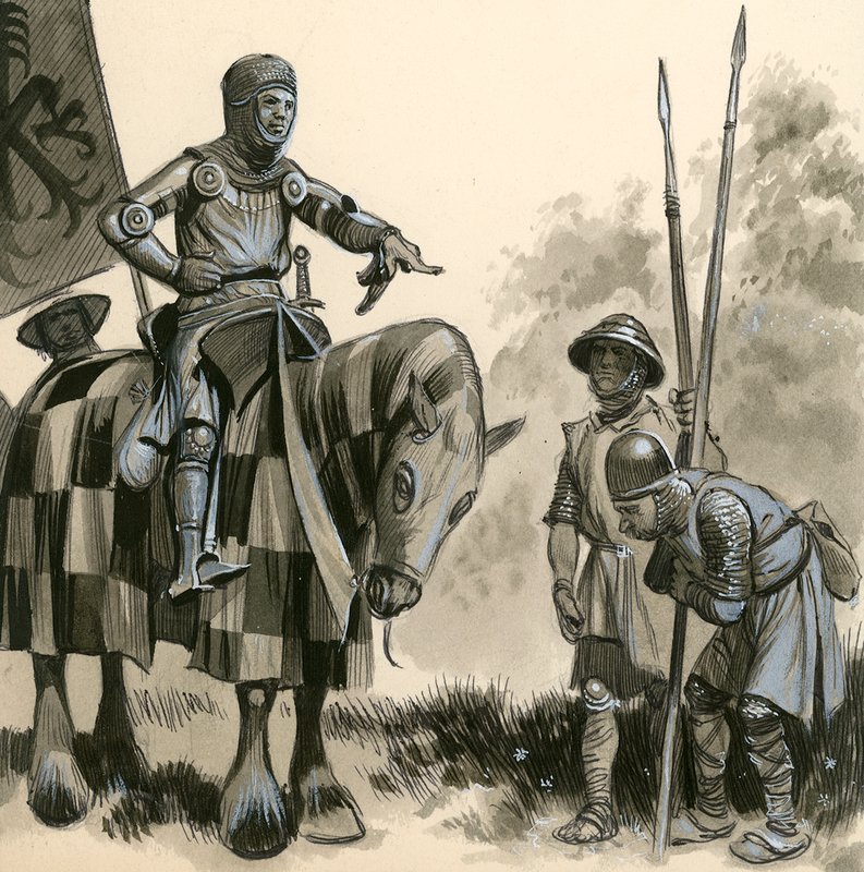 A knight in feudal times by English School