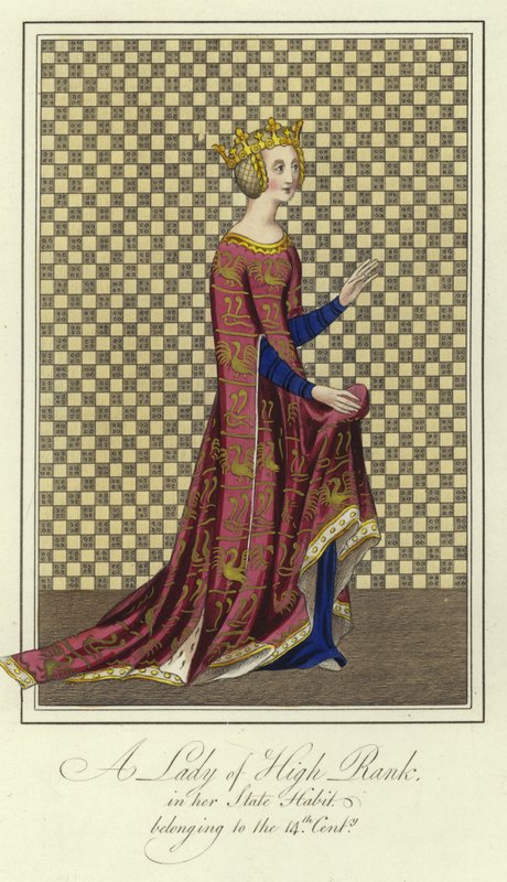 A lady of high rank in her state habit of the 14th Century by English School