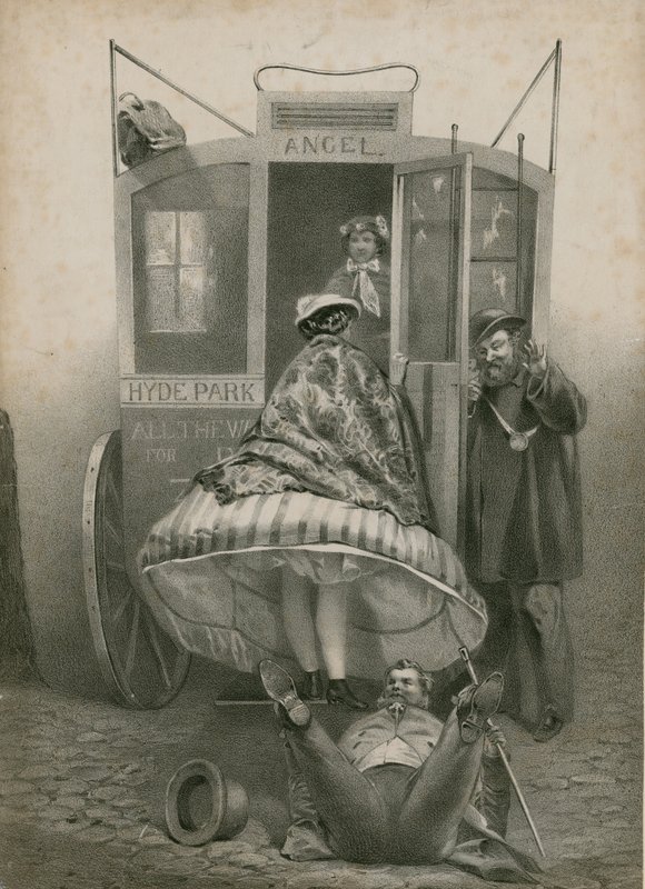 A Man Slips on the Cobbled Street and Sees Up the Dress of a Woman Climbing into a Carriage by English School