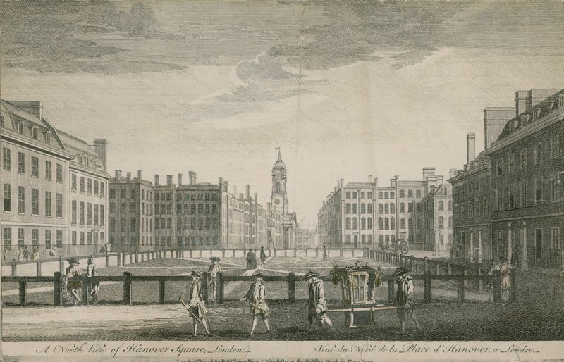 A north view of Hanover Square, London by English School