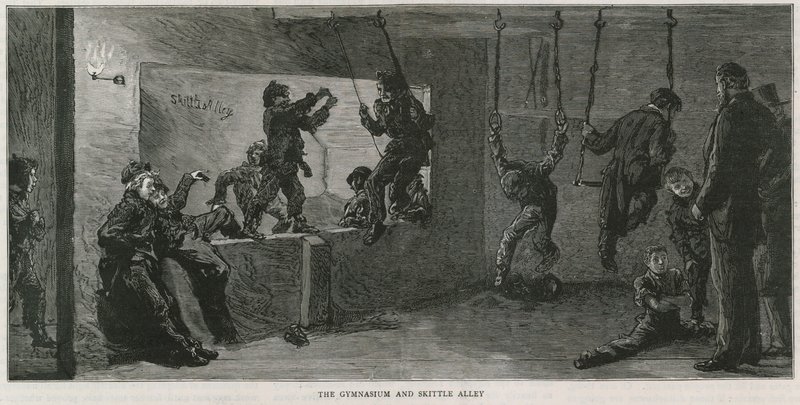 A play room for the poor in Islington: The gymnasium and skittle alley by English School
