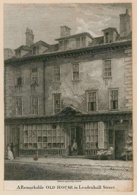 A remarkable old house in Leadenhall Street, London by English School