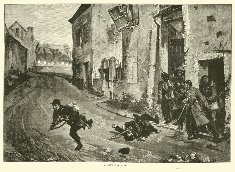 A run for life, May 1871 by English School