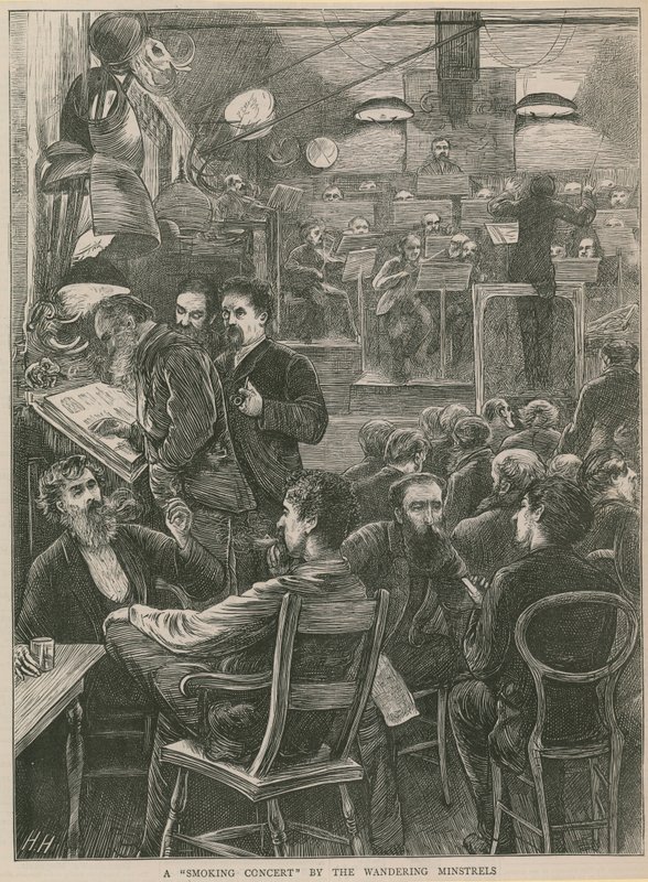A smoking concert by the wandering minstrels by English School