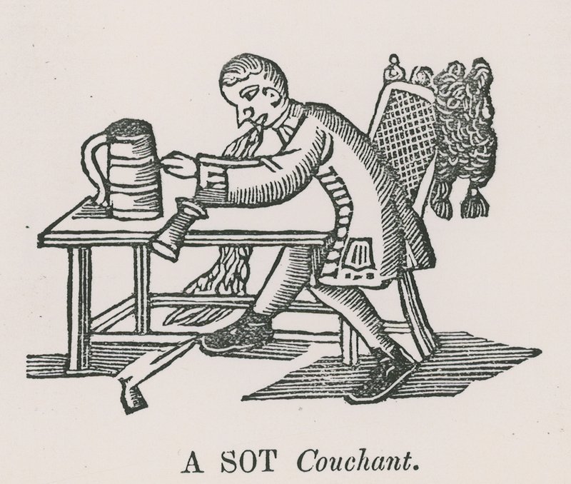 A Sot Couchant by English School