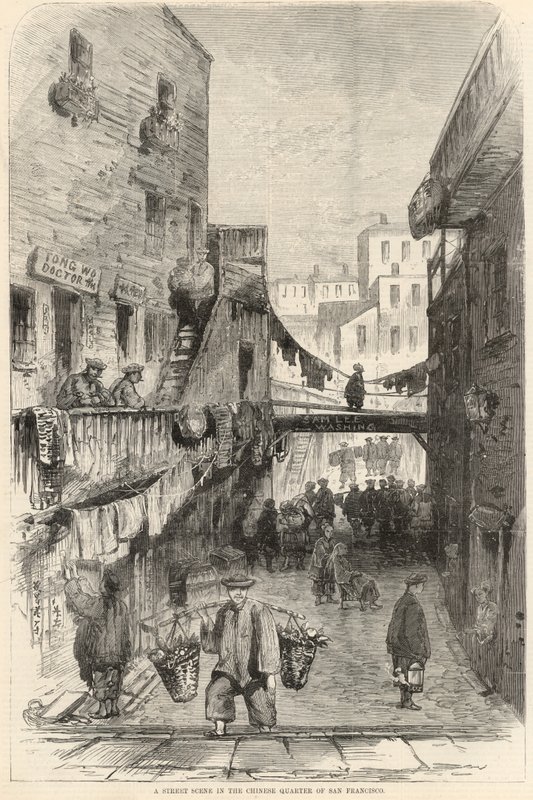 A Street Scene in the Chinese Quarter of San Francisco by English School