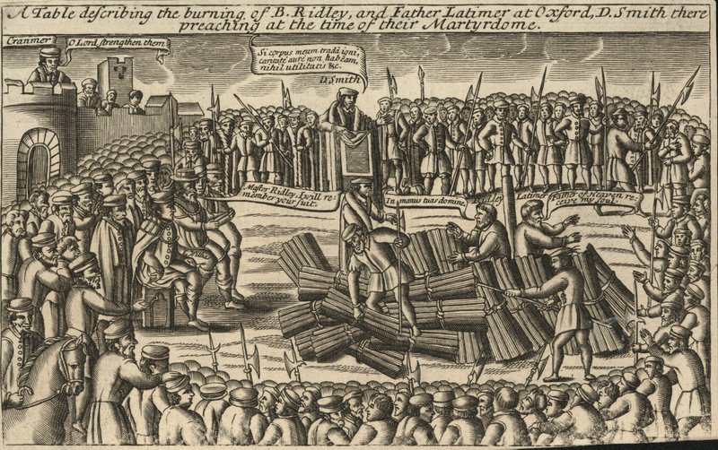 A Table Describing the Burning of Bishop Ridley and Father Latimer at Oxford by English School