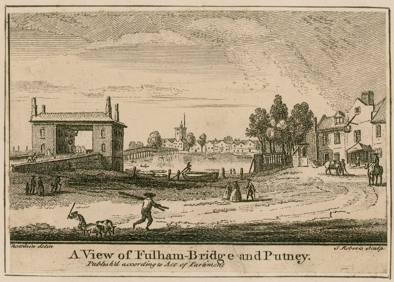 A View of Fulham Bridge and Putney by English School