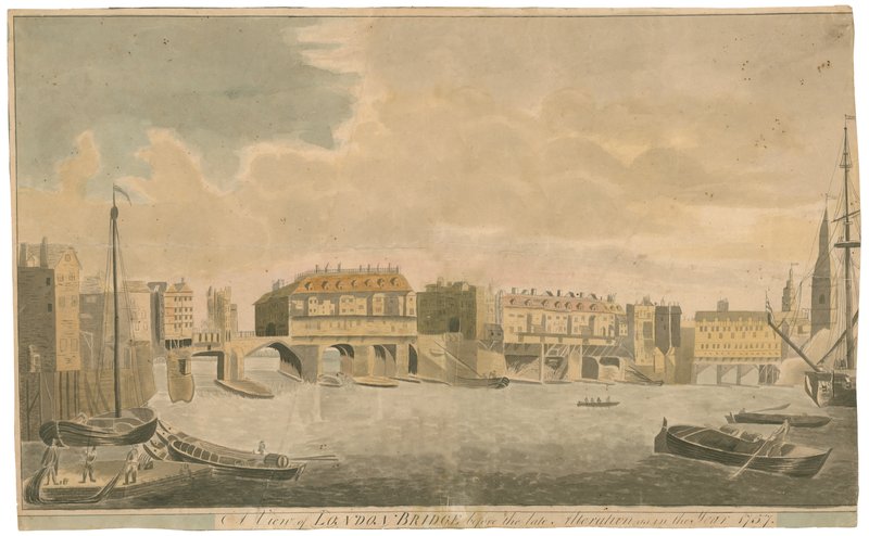 A View of Old London Bridge before alterations, as in 1757 by English School