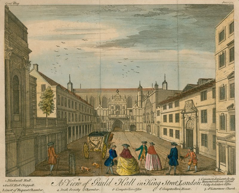 A View of the Guildhall in King Street, London by English School