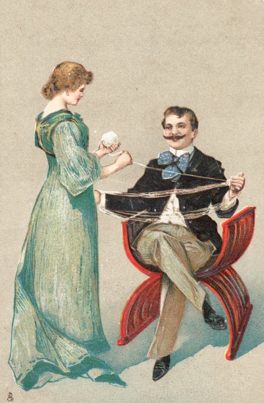 A well-dressed couple by English School