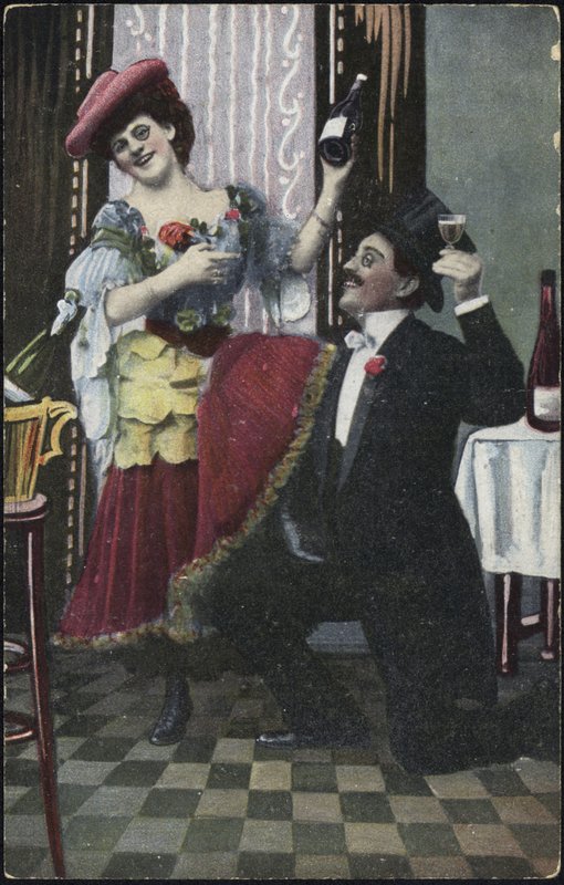 A well-dressed couple laughing by English School