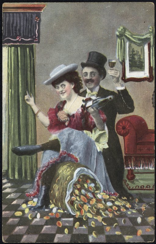 A well-dressed couple laughing by English School
