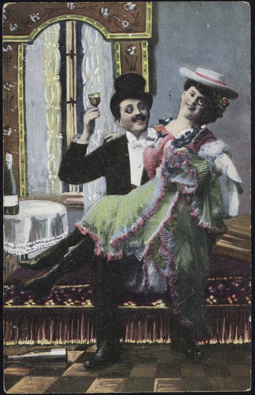 A well-dressed couple laughing by English School