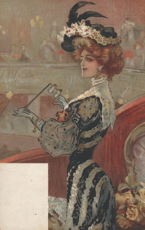 A Well-Dressed Woman Watching a Stage Performance by English School