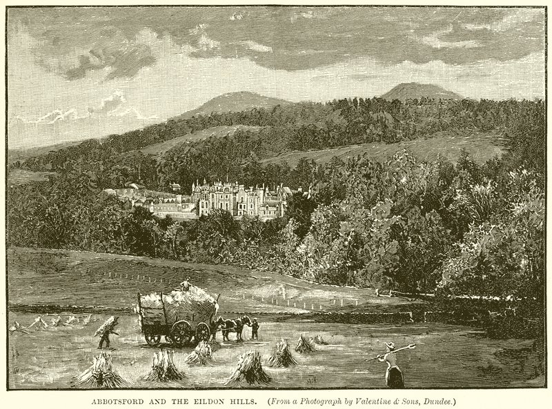 Abbotsford and the Eildon Hills by English School