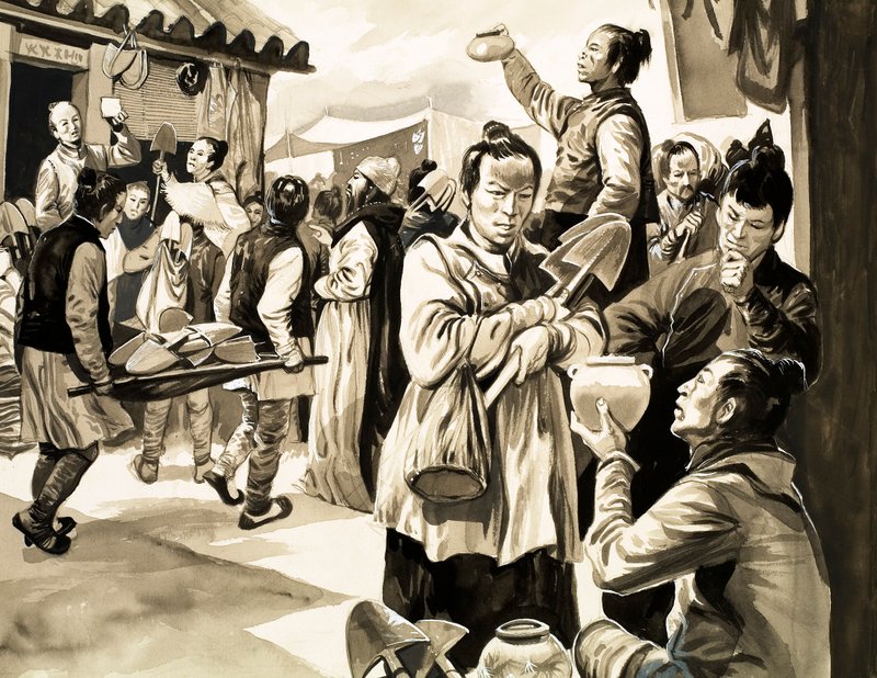 About a thousand years ago in China, customers bargained with merchants for goods and paid in spades by English School