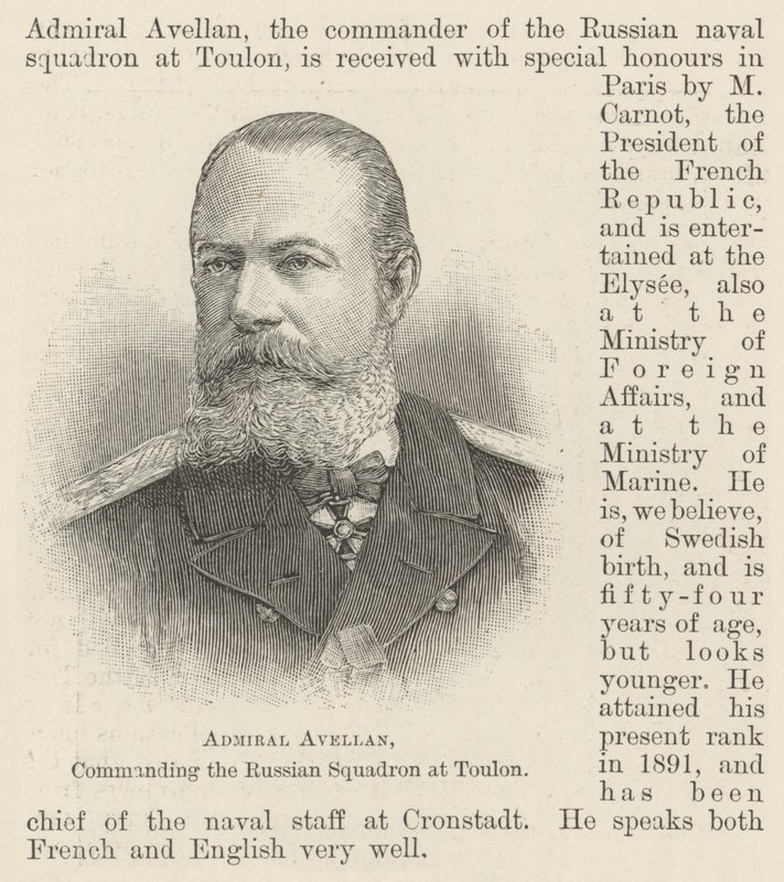 Admiral Avellan, Commanding the Russian Squadron at Toulon by English School