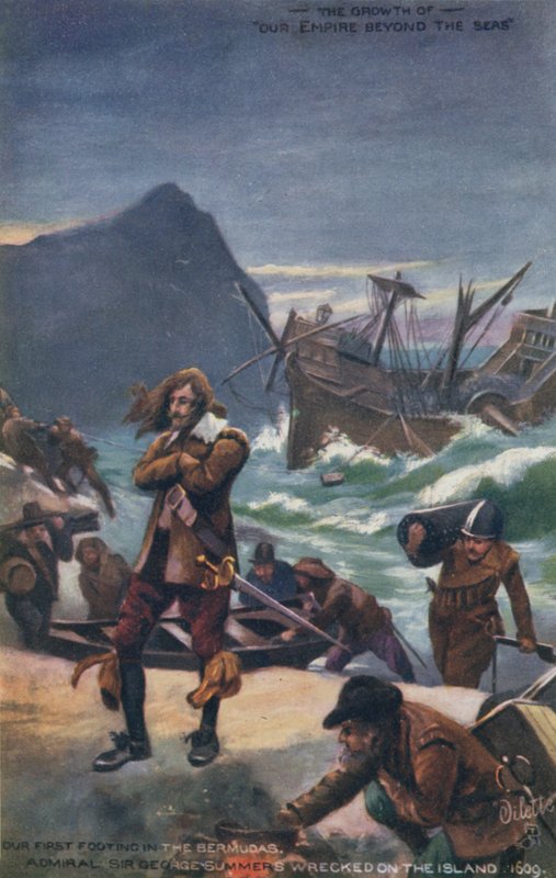 Admiral Sir George Summers shipwrecked on Bermuda, 1609 by English School