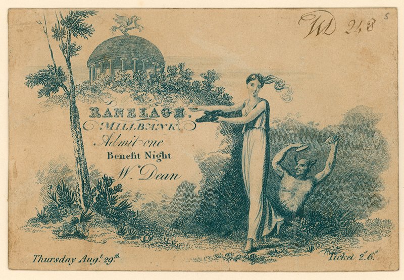 Admission ticket to Ranelagh Gardens, Millbank, London by English School