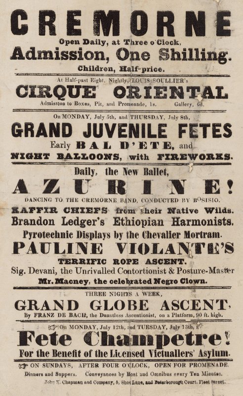 Advert for Cremorne Gardens, London by English School