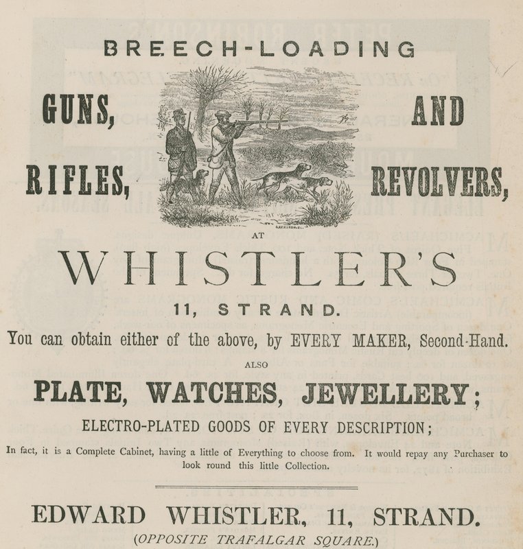 Advert for Edward Whistler, 11 Strand, London by English School