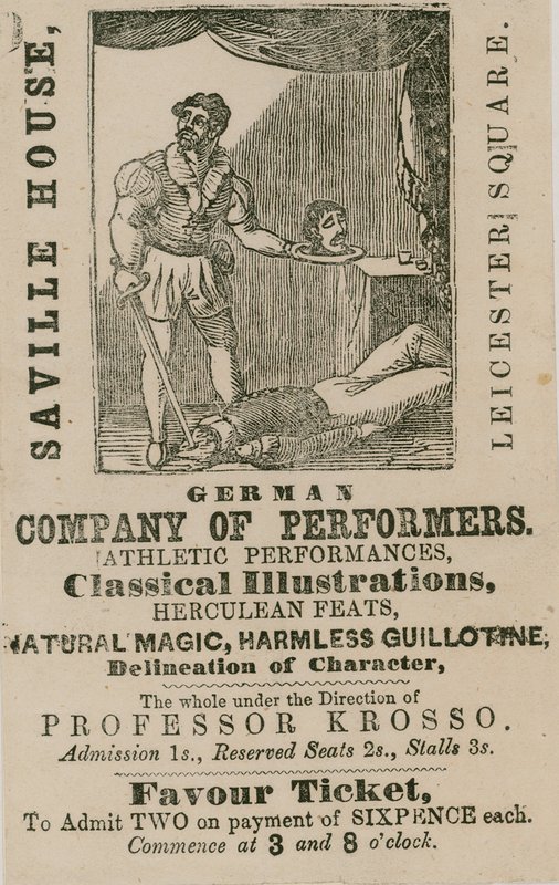 Advert for German Company of Performers, Savile House, Leicester Square, London by English School
