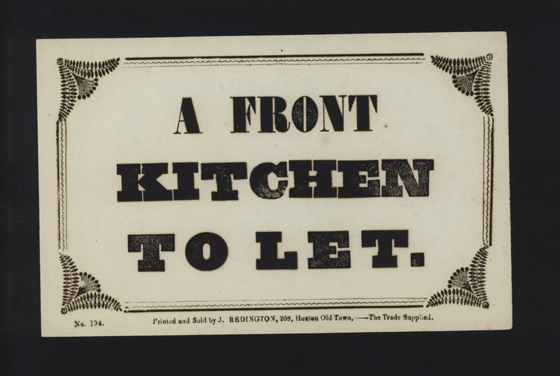 Advertisement: A Front Kitchen to Let by English School