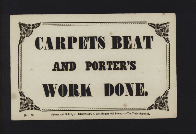 Advertisement: Carpets Beat and Porters Work Done by English School