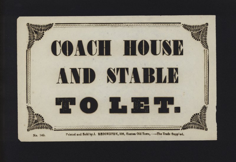 Advertisement: Coach House and Stable to Let by English School