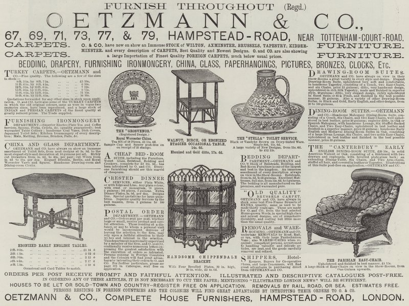 Advertisement, Oetzmann and Company by English School