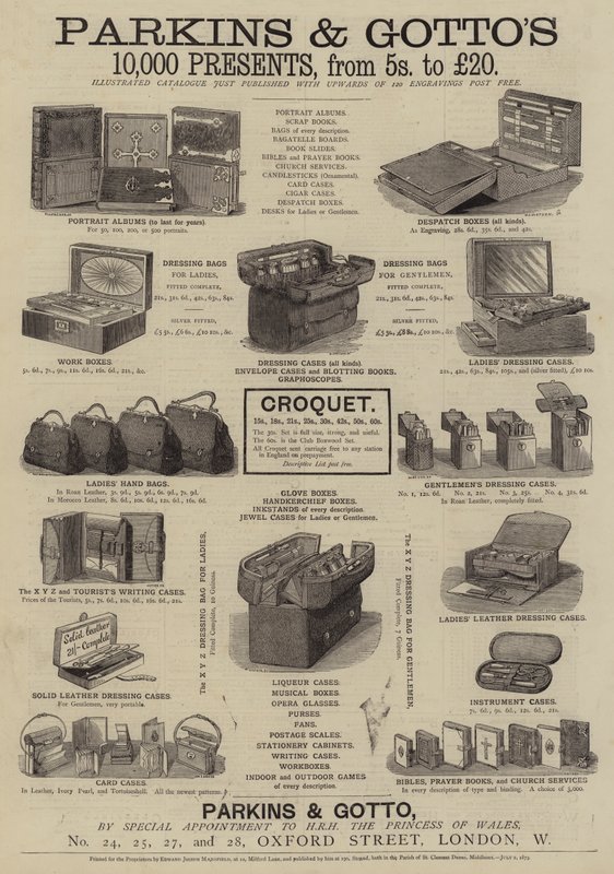 Advertisement, Parkins and Gotto by English School