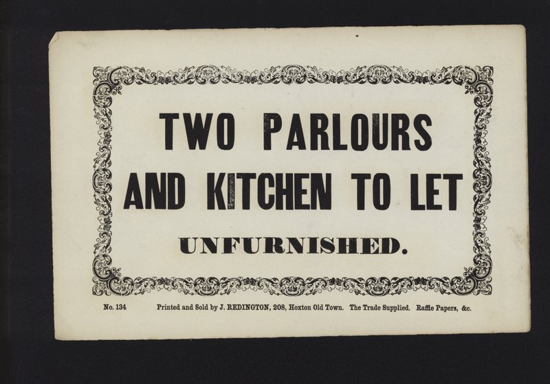 Advertisement: Two Parlours and Kitchen to Let Unfurnished by English School