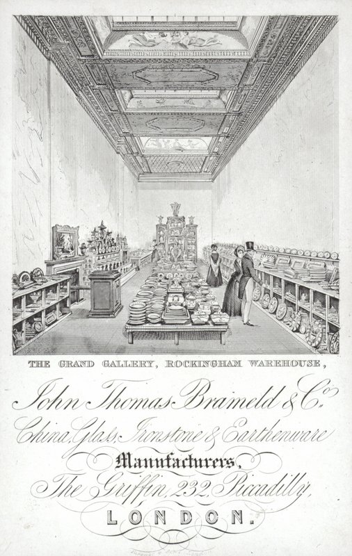 Advertisement for John Thomas Brameld and Co, china, glass, ironstone and earthenware manufacturers, London by English School