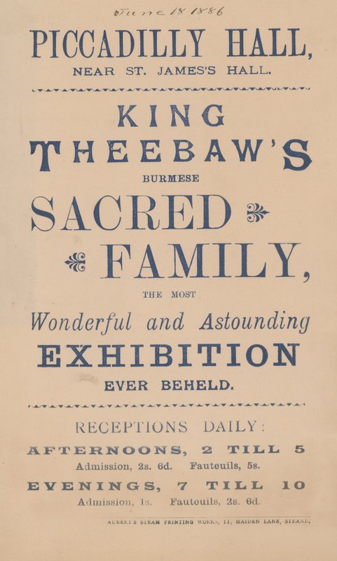 Advertisement for King Theebaw