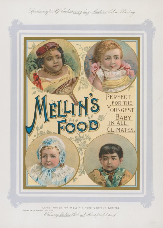Advertisement for Mellins Food for babies in all climates by English School
