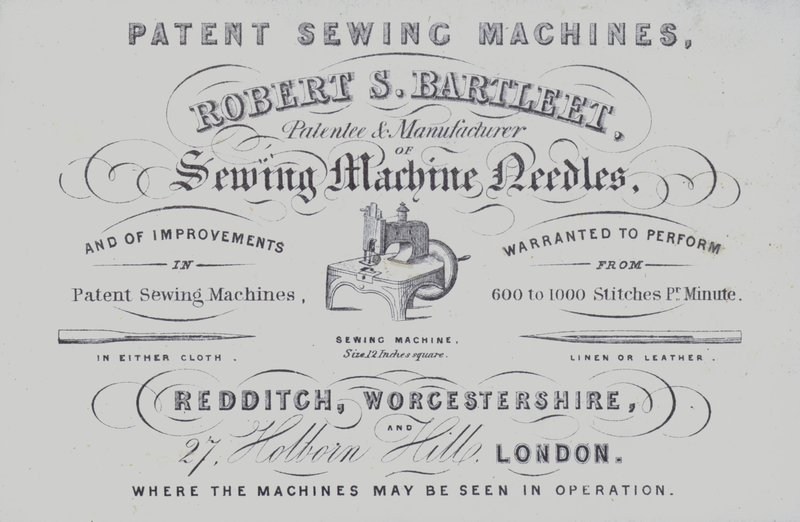 Advertisement for Robert S Bartleet sewing machines by English School