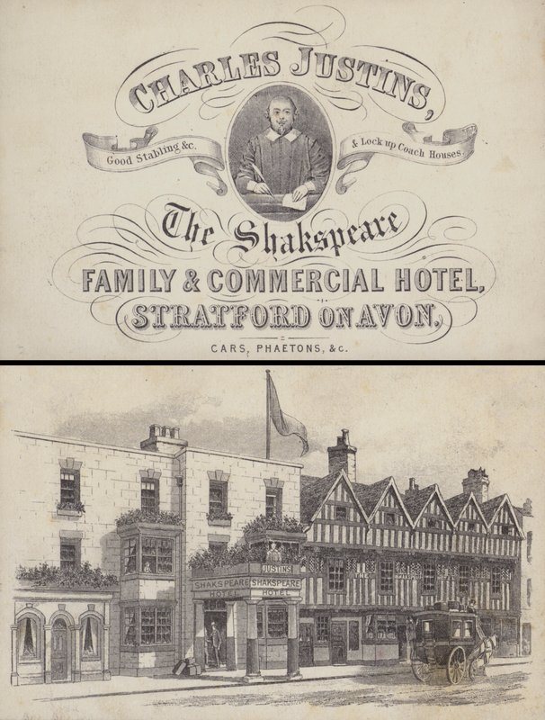 Advertisement for The Shakspeare Hotel, Stratford on Avon, Warwickshire by English School