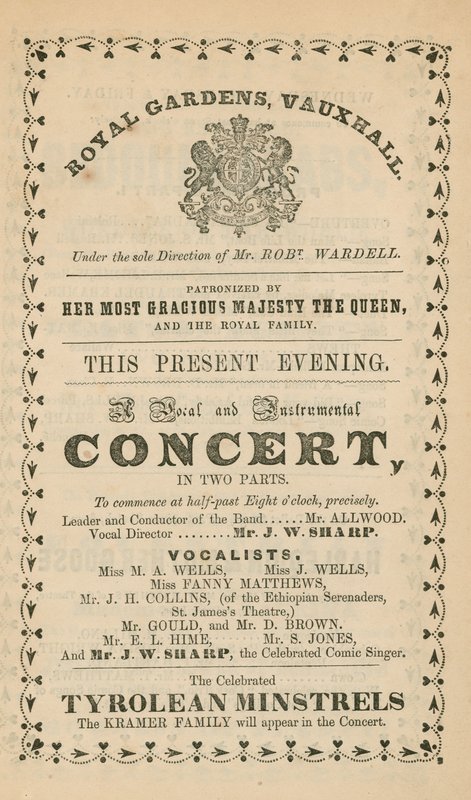 Advertisement for Vauxhall Gardens, London by English School