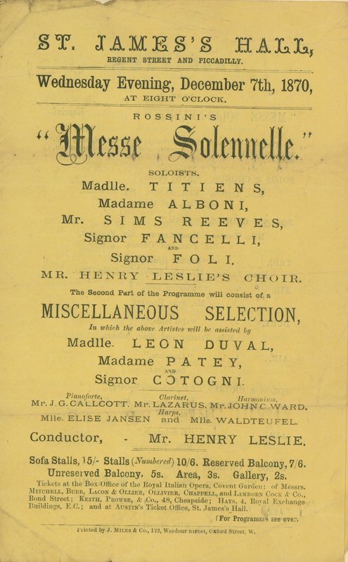 Advertisement for a Production of Rossini