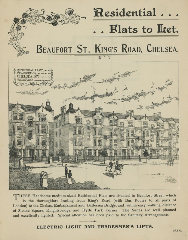 Advertisement for residential flats to let by English School