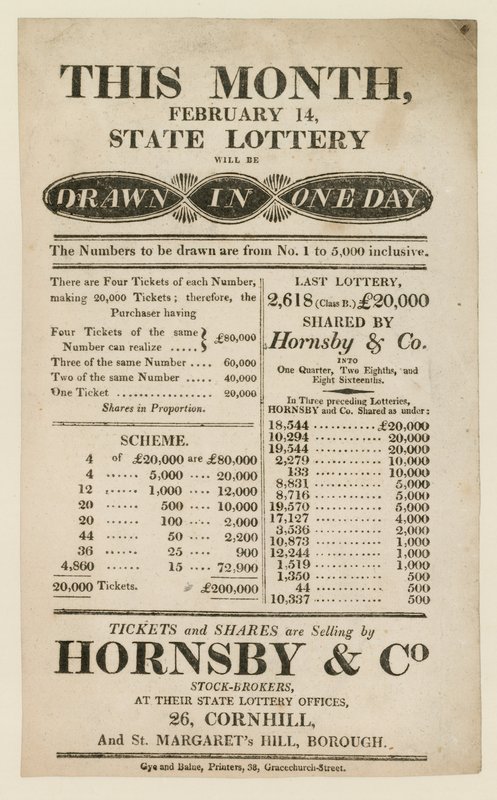Advertisement for State Lottery by English School