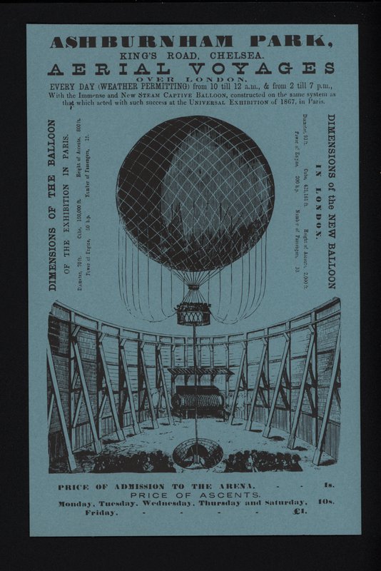 Advertisement for tethered balloon ascents from Ashburnham Park, King