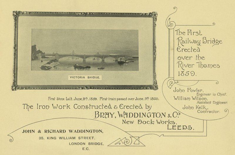 Advertisement with an Image of Victoria Bridge by English School
