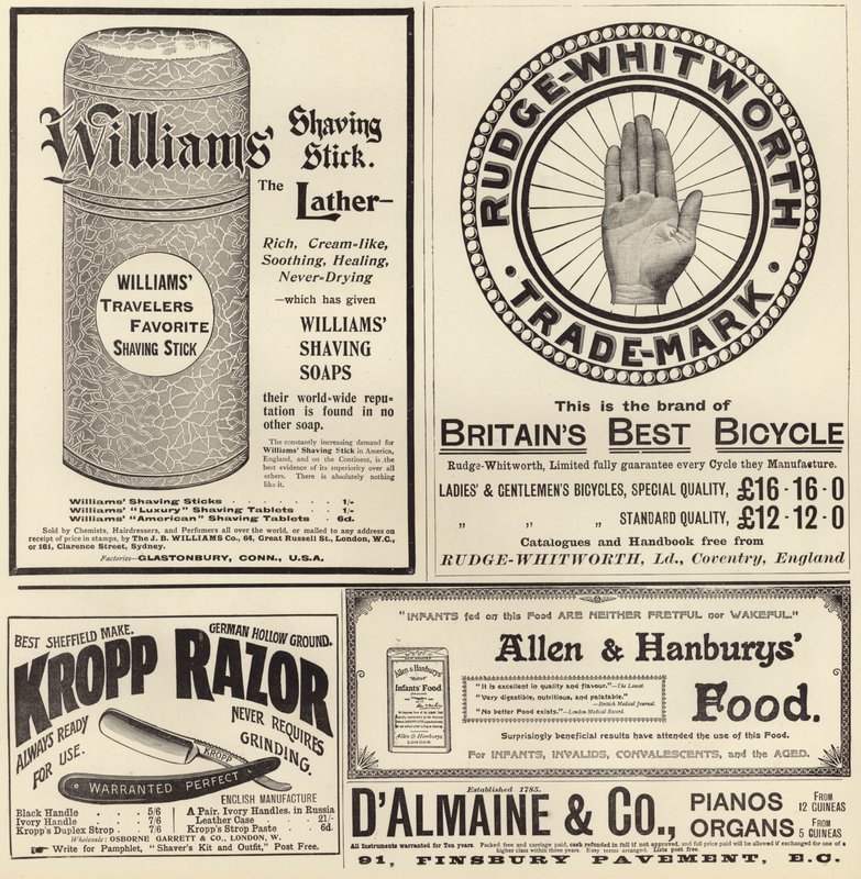 Advertising spread from The Graphic Christmas Number 1897 by English School