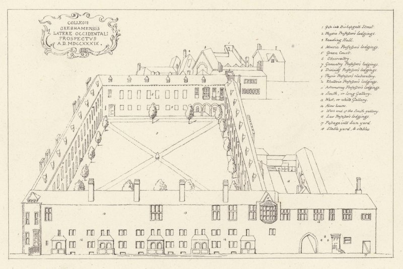 Aerial View of Gresham College in the City of London by English School