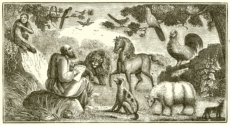 Aesop Composing His Fables by English School