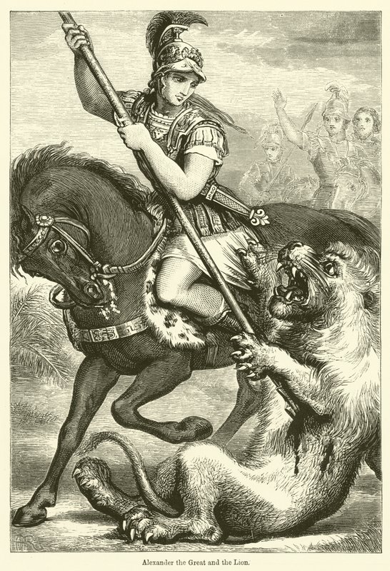 Alexander the Great and the Lion by English School